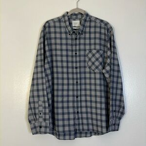 Billy Reid | Standard fit plaid blue/gray long sleeve shirt Men’s size XXL